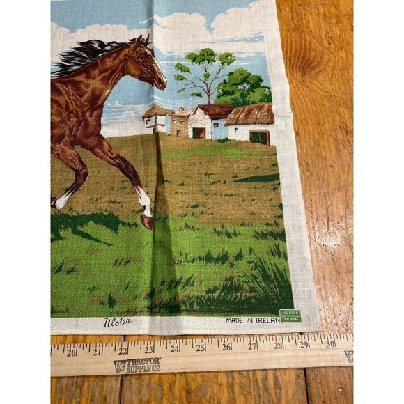 Vintage Ulster Fast Colours Horse/Farm Tea Towel. All Linen. Still has sticker! - Picture 6 of 7